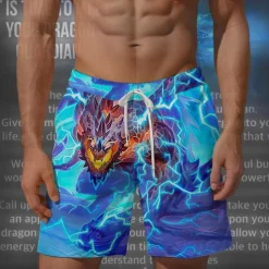 Men's Dragon Swim Trunks Swim Shorts Board Shorts Mid Waist Vacation Hawaiian Holiday Vacation Holiday Beach Drawstring with Mesh lining Elastic Waist Designer Clothing Apparel