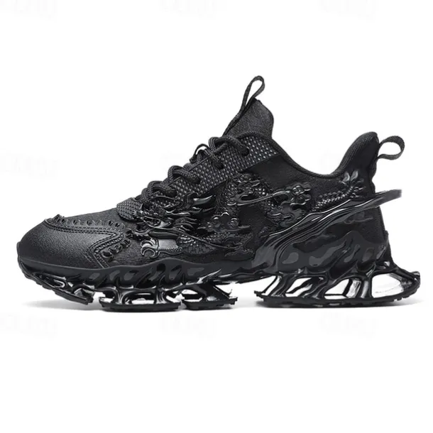 Men's Dragon-Themed Lightweight Athletic Sneakers – Unique Sculpted Sole Design, Breathable and Comfortable Running Shoes for Sports and Street Style