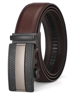 Men's Dress Belt Leather Belt Ratchet Belt Black Brown Cowhide Alloy Fashion Plain Daily Wear Going out Weekend