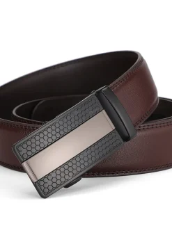 Men's Dress Belt Leather Belt Ratchet Belt Black Brown Cowhide Alloy Fashion Plain Daily Wear Going out Weekend