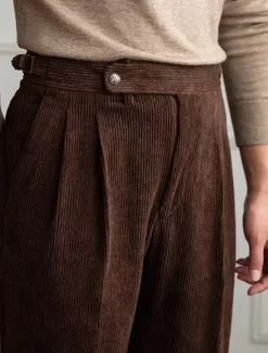 Men's Dress Pants Corduroy Pants Trousers Pleated Pants Gurkha Pants Pocket Plain Comfort Soft Full Length Party Business Daily Fashion Streetwear Black Green