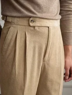 Men's Dress Pants Corduroy Pants Trousers Pleated Pants Gurkha Pants Pocket Plain Comfort Soft Full Length Party Business Daily Fashion Streetwear Black Green