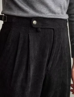 Men's Dress Pants Corduroy Pants Trousers Pleated Pants Gurkha Pants Pocket Plain Comfort Soft Full Length Party Business Daily Fashion Streetwear Black Green
