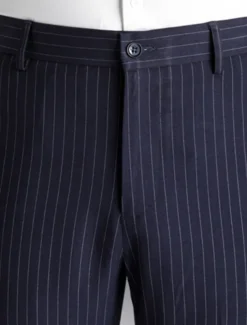 Men's Dress Pants Flared Pants Trousers Suit Pants Pocket Stripe Comfort Breathable Outdoor Daily Going out Fashion Casual Black Dark Blue