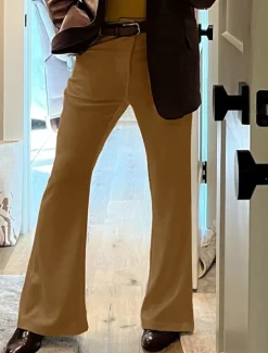 Men's Dress Pants Flared Pants Bell Bottom Trousers Pocket Plain Comfort Breathable Full Length Outdoor Daily Going out Elegant Fashion White Dark Gray Stretchy