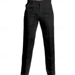 Men's Dress Pants Linen Pants Trousers Summer Pants Beach Pants Straight Leg Plain Comfort Outdoor Casual Daily Streetwear Stylish Black White