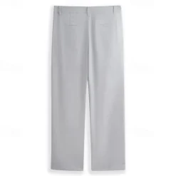 Men's Dress Pants Linen Pants Trousers Summer Pants Buttons Front Pocket Straight Leg Plain Comfort Breathable Casual Daily Holiday Fashion Basic Black White