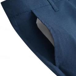 Men's Dress Pants Linen Pants Trousers Summer Pants Beach Pants Front Pocket Straight Leg Plain Comfort Breathable Formal Business Holiday Fashion Basic Black White