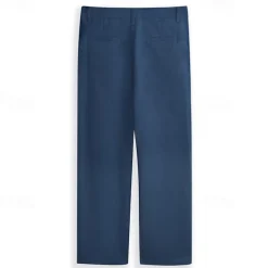 Men's Dress Pants Linen Pants Trousers Summer Pants Beach Pants Front Pocket Straight Leg Plain Comfort Breathable Formal Business Holiday Fashion Basic Black White