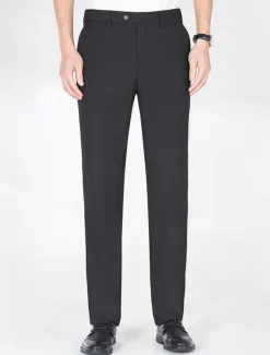 Men's Dress Pants Long Solid Color Micro-elastic Regular Fit Black Red Burgundy 2023