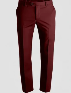 Men's Dress Pants Long Solid Color Micro-elastic Regular Fit Black Red Burgundy 2023