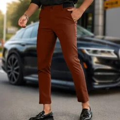 Men's Dress Pants Skinny Trousers Chinos Buttons Pocket Plain Comfort Formal Party Work Fashion Classic Style Black Army Green Micro-elastic