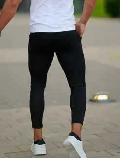 Men's Dress Pants Trousers Chinos Buttons Pocket Plain Comfort Formal Party Work Fashion Classic Style Black Blue Micro-elastic