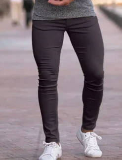 Men's Dress Pants Trousers Chinos Buttons Pocket Plain Comfort Formal Party Work Fashion Classic Style Light Khaki Black Micro-elastic