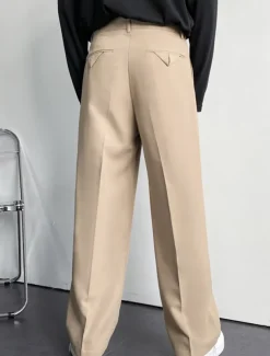 Men's Dress Pants Trousers Casual Pants Pleated Pants Suit Pants Pocket Straight Leg Plain Comfort Breathable Casual Daily Holiday Stylish Classic Style Black White