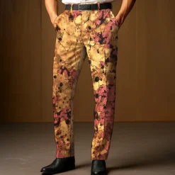 Men's Dress Pants Trousers Suit Pants Gradient Color Abstract Art Full Length Outdoor Vacation Fashion Casual Yellow Blue Micro-elastic