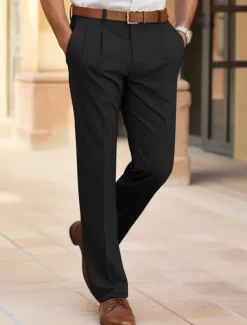 Men's Dress Pants Trousers Slacks Summer Pants Casual Pants Front Pocket Straight Leg Plain Comfort Wedding Business Casual Fashion Classic Black Navy Blue Micro-elastic