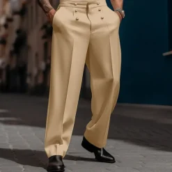 Men's Dress Pants Trousers Casual Pants Suit Pants Buttons Front Pocket Straight Leg Plain Comfort Wedding Business Daily Fashion Chic & Modern Black White