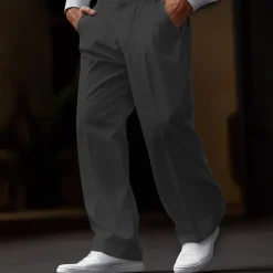 Men's Dress Pants Trousers Slacks Casual Pants Suit Pants Front Pocket Straight Leg Plain Comfort Soft Full Length Outdoor Business Daily Fashion Streetwear Black White