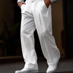 Men's Dress Pants Trousers Slacks Casual Pants Suit Pants Front Pocket Straight Leg Plain Comfort Soft Full Length Outdoor Business Daily Fashion Streetwear Black White