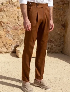 Men's Dress Pants Trousers Suit Pants Gurkha Pants Pocket Plain Comfort Breathable Outdoor Daily Going out Fashion Casual Slim Black White