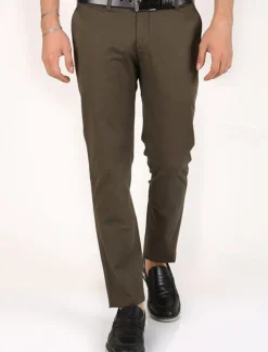 Men's Dress Pants Trousers Chinos Buttons Pocket Plain Comfort Formal Party Work Fashion Classic Style Black Dark Green Micro-elastic