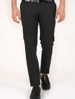 Men's Dress Pants Trousers Chinos Buttons Pocket Plain Comfort Formal Party Work Fashion Classic Style Black Dark Green Micro-elastic