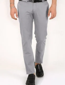 Men's Dress Pants Trousers Chinos Buttons Pocket Plain Comfort Formal Party Work Fashion Classic Style Black Dark Green Micro-elastic