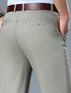 Men's Dress Pants Trousers Chinos Buttons Pocket Plain Comfort Formal Work Business Fashion Classic Style Black White Micro-elastic