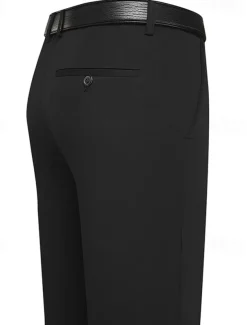 Men's Dress Pants Trousers Chinos Buttons Pocket Solid Color Comfort Formal Party Work Fashion Classic Style Black Navy Blue Micro-elastic