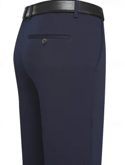 Men's Dress Pants Trousers Chinos Buttons Pocket Solid Color Comfort Formal Party Work Fashion Classic Style Black Navy Blue Micro-elastic