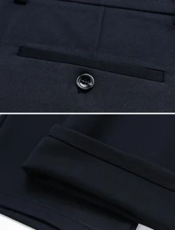 Men's Dress Pants Trousers Chinos Buttons Pocket Solid Color Comfort Formal Party Work Fashion Classic Style Black Navy Blue Micro-elastic