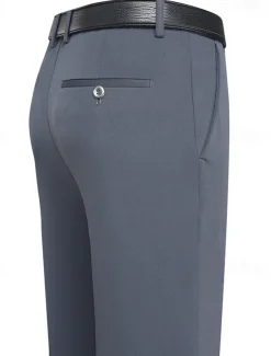 Men's Dress Pants Trousers Chinos Buttons Pocket Solid Color Comfort Formal Party Work Fashion Classic Style Black Navy Blue Micro-elastic