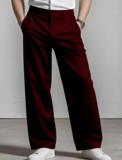 Men's Dress Pants Trousers Baggy Pants Suit Pants Pocket Straight Leg Plain Comfort Soft Full Length Formal Business Daily Fashion Streetwear Black White