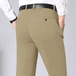 Men's Dress Pants Trousers Slacks Flat Front Pants Suit Pants Straight Leg Geometry Stretch No-Iron Formal Wedding Business Classic Style Casual Black Royal Blue High Waist Stretchy