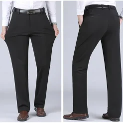 Men's Dress Pants Trousers Slacks Flat Front Pants Suit Pants Straight Leg Geometry Stretch No-Iron Formal Wedding Business Classic Style Casual Black Royal Blue High Waist Stretchy