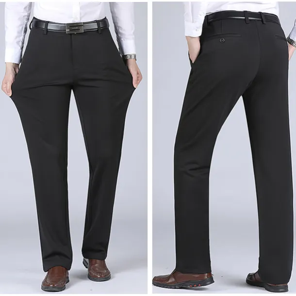 Men's Dress Pants Trousers Slacks Flat Front Pants Suit Pants Straight Leg Geometry Stretch No-Iron Formal Wedding Business Classic Style Casual Black Royal Blue High Waist Stretchy