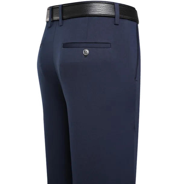 Men's Dress Pants Trousers Slacks Flat Front Pants Suit Pants Straight Leg Geometry Stretch No-Iron Formal Wedding Business Classic Style Casual Black Royal Blue High Waist Stretchy