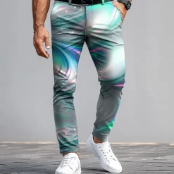 Men's Dress Pants Trousers Suit Pants Slim Fit Pants with Pockets Gradient Color Abstract Art Full Length Outdoor Vacation Casual Pink Blue Micro-elastic