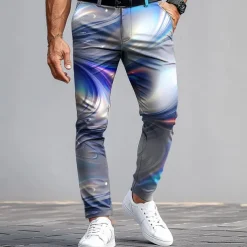 Men's Dress Pants Trousers Suit Pants Slim Fit Pants with Pockets Gradient Color Abstract Art Full Length Outdoor Vacation Casual Pink Blue Micro-elastic