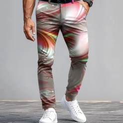 Men's Dress Pants Trousers Suit Pants Slim Fit Pants with Pockets Gradient Color Abstract Art Full Length Outdoor Vacation Casual Pink Blue Micro-elastic