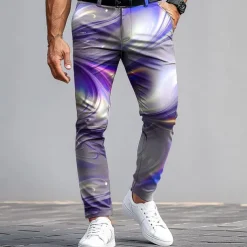 Men's Dress Pants Trousers Suit Pants Slim Fit Pants with Pockets Gradient Color Abstract Art Full Length Outdoor Vacation Casual Pink Blue Micro-elastic