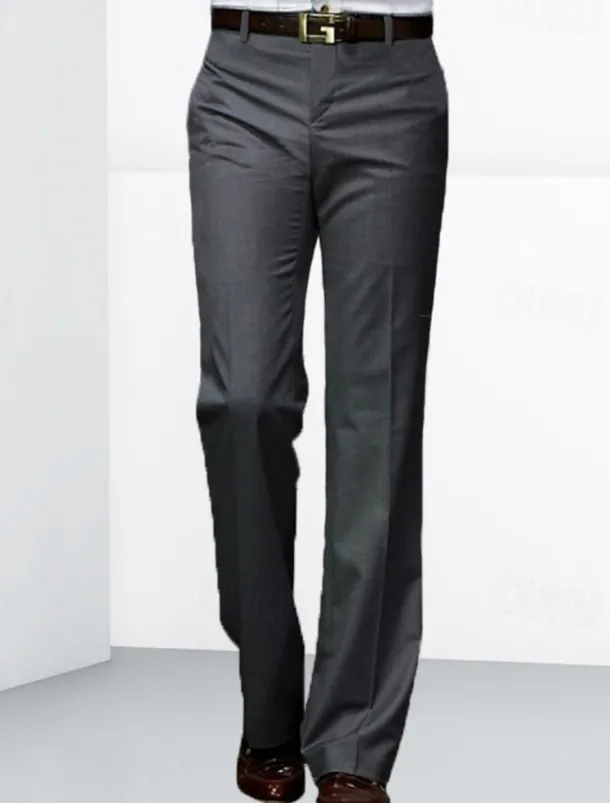 Men's Dress Pants Trousers Chinos Buttons Pocket Plain Comfort Formal Party Work Fashion Classic Style Black White Micro-elastic