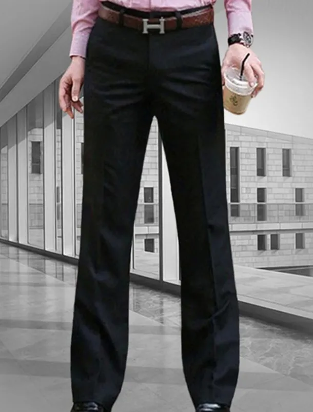 Men's Dress Pants Trousers Chinos Buttons Pocket Plain Comfort Formal Party Work Fashion Classic Style Black White Micro-elastic
