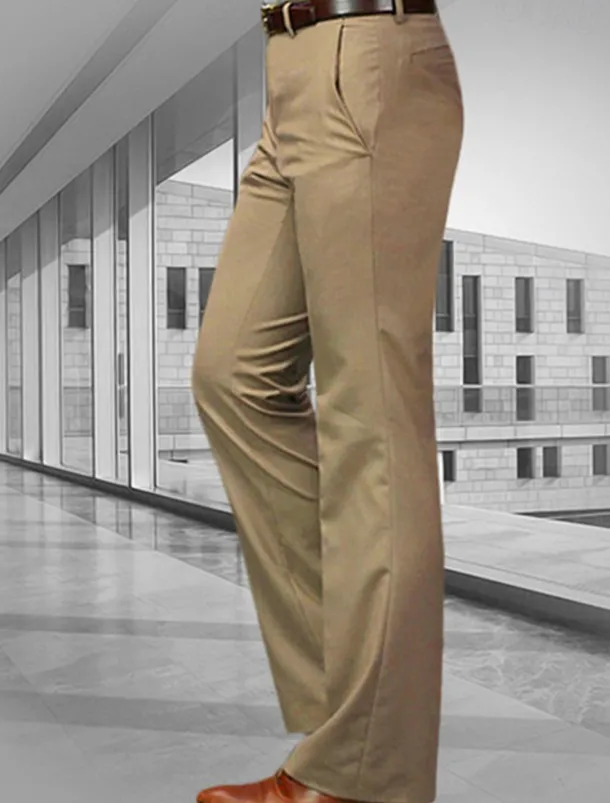 Men's Dress Pants Trousers Chinos Buttons Pocket Plain Comfort Formal Party Work Fashion Classic Style Black White Micro-elastic