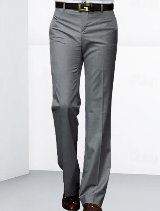 Men's Dress Pants Trousers Chinos Buttons Pocket Plain Comfort Formal Party Work Fashion Classic Style Black White Micro-elastic