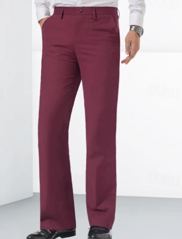 Men's Dress Pants Trousers Chinos Buttons Pocket Plain Comfort Formal Party Work Fashion Classic Style Black White Micro-elastic