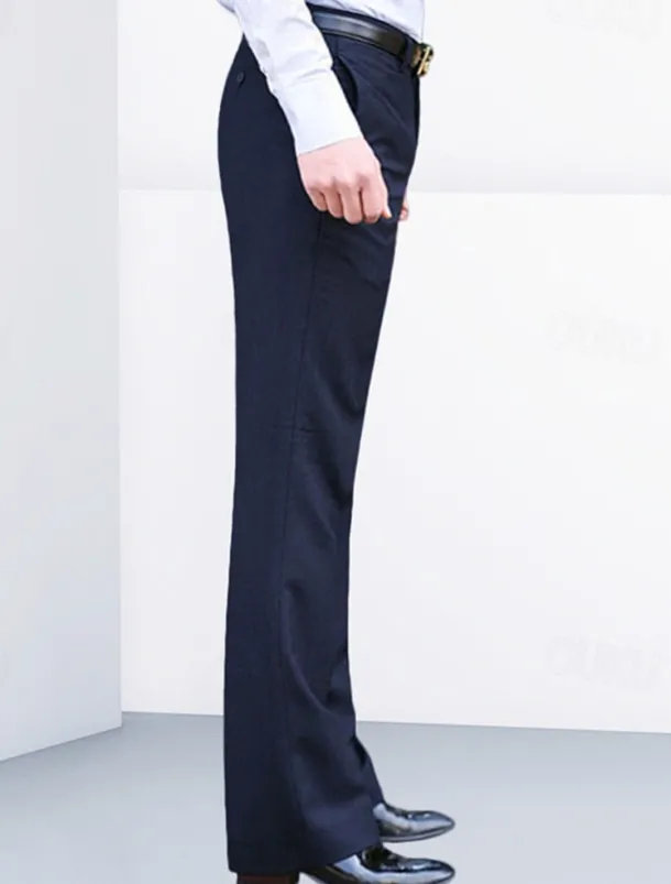 Men's Dress Pants Trousers Chinos Buttons Pocket Plain Comfort Formal Party Work Fashion Classic Style Black White Micro-elastic