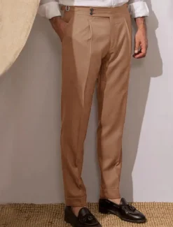 Men's Dress Pants Trousers Slacks Pleated Pants Suit Pants Pocket High Rise Plain Comfort Breathable Wedding Outdoor Daily Elegant Vintage Black White