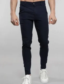 Men's Dress Pants Trousers Chinos Buttons Pocket Solid Color Comfort Formal Party Work Fashion Classic Style Black White Micro-elastic